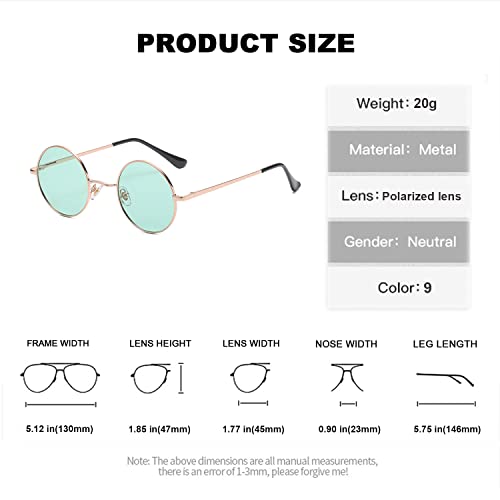 Image of Red Lens Circle Glasses Small Round Polarized Sunglasses for Women Men Retro Hippie Style Circle Sun Glasses