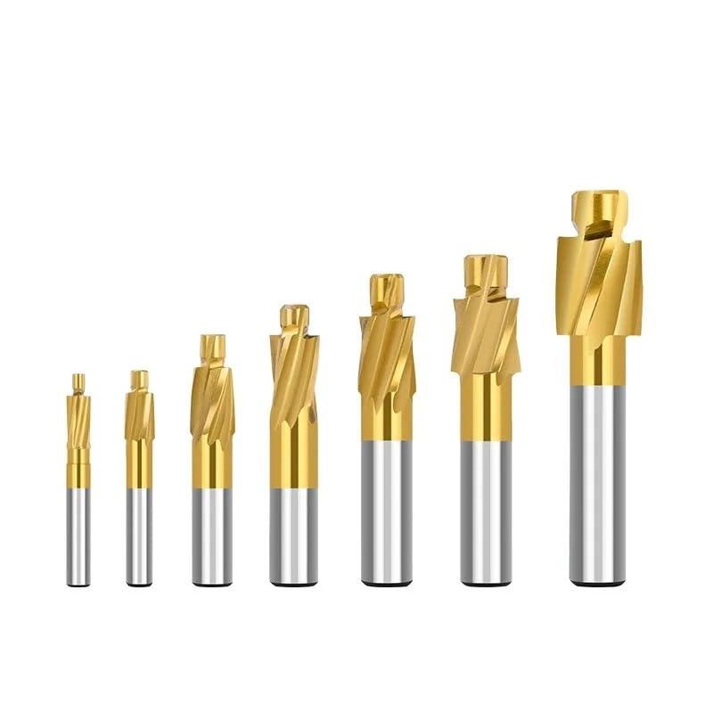 Fresa Per Fresatura Con Foro Svasato Rivestito In TiN A 4 Taglienti Punta Per Fresa Per Scanalatura Pilota Utensile Per Fresatura HSS,Set Da 7 Pezzi