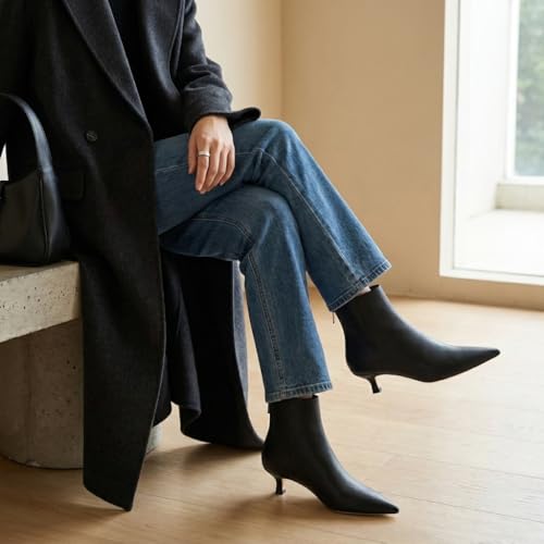 Image of CUSHIONAIRE Women's Barbi Pointed Toe Kitten Heel Bootie - Soft Vegan Leather, Memory Foam, Wide Widths, and Back Zipper