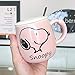 Jiayue Taza De Cerámica Snoopy Linda Taza De Estudiante Pintada A Mano con Tapa De Cuchara Taza De Café Literaria 400ML Snoopy Rosa