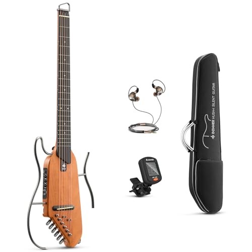 Donner Hush-I Guitar For Travel - Portable Ultra-Light And Quiet Performance Headless Acoustic-Electric Guitar, Mahogany Body With Removable Frames cover