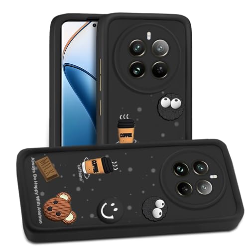 Image of AESTMO Back Case Cover for Realme 12 Pro /Pro Plus / P1 Pro 5G | Cute Fun Cartoon 3D Ball | Coffee Silicone Case | Full Body Protection | Camera Protection Back Cover (Black)