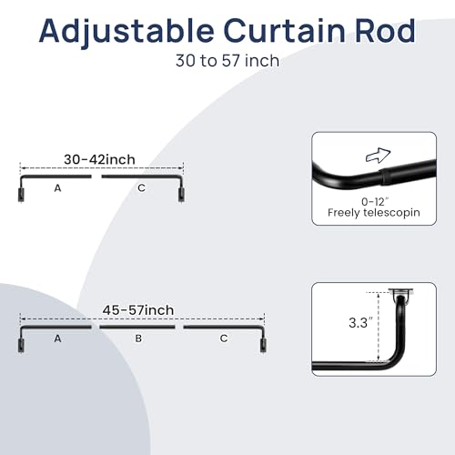 Image of ENJOYBASICS 28-48 inch Wrap Around Curtain Rod, Quick Curtain Change, Black | Blackout Curtain Rod, Maximum Block Light for Sleep, Flexibly Adjustable Length to Fit Any Room, No Sagging, Easy to Install