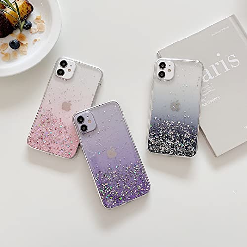 Ztofera Soft Case For Iphone 11, 6.1-Inch, Bling Glitter Silicone Tpu Bumper Sparkly Clear Case Girls Women Shockproof Protective Case Cover Compatible With Iphone 11, Gradient Black #TOP3