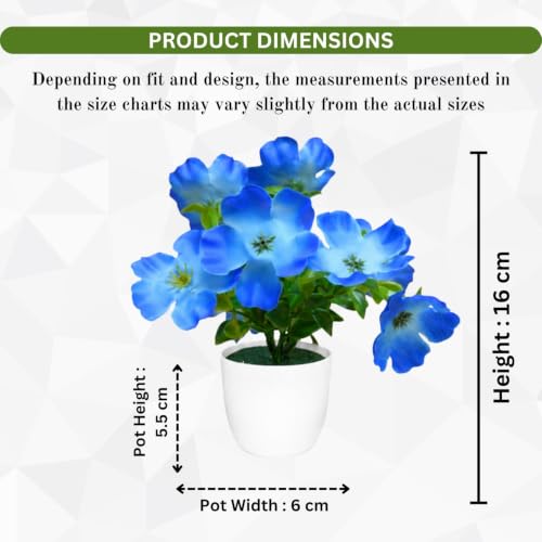 Image of fancymart Artificial Real Touch Flower Plant with Pot (Pack of 2), 16 cm Height, Decorative Faux Floral Plant for Home, Office, Living Room, Bedroom, Table & Shelf Decor