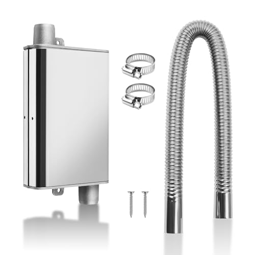 MaxEarn Upgraded Muffler with 60cm Exhaust Hose for Generator, Auto Parking Auxiliary Heater Accessories, Car Stainless Steel Exhaust Pipe with 2 Clamps for Air Diesel Gas Vent Hose Heating