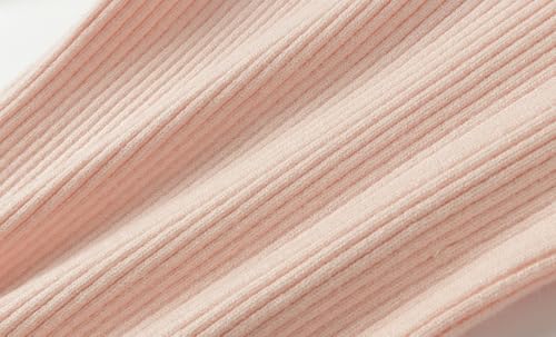 Image of LittleSpring Girls Basic Shirt Slim Fit Ruffle Long Sleeve Mock Neck Ribbed Knit Pullover Top