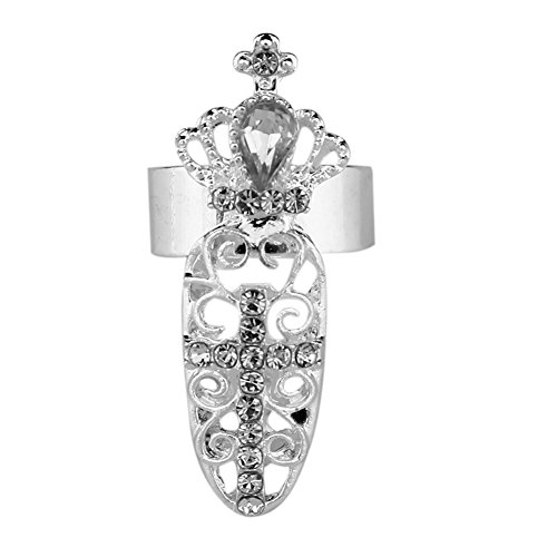 Globeagle Fashion Crown Crystal Finger Nail Art Ring Jewelry Fake Nail Art NO 8