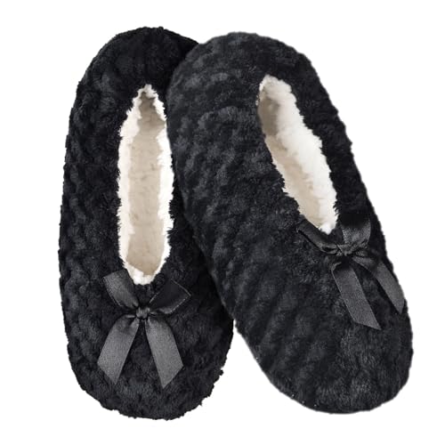 Harssidanzar Women's Slipper Socks Warm Adults Winter House Soft Slipper Non-Slip Ballet Washable RL014US2