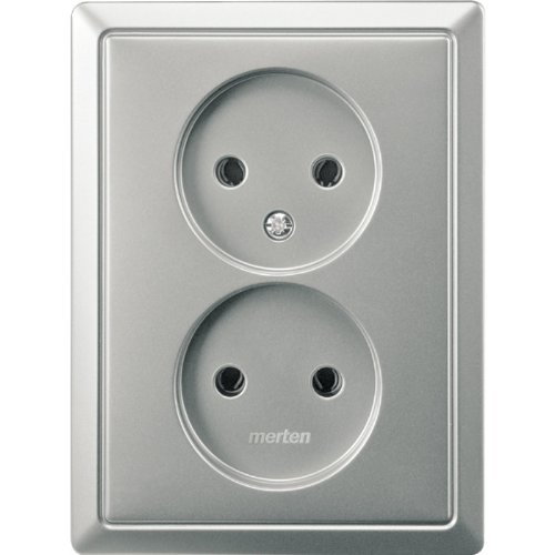 Preisvergleich Produktbild Merten 212146 Doppel-Steckdose, ohne Schutzkontakt, Edelstahl lackiert, ARTEC