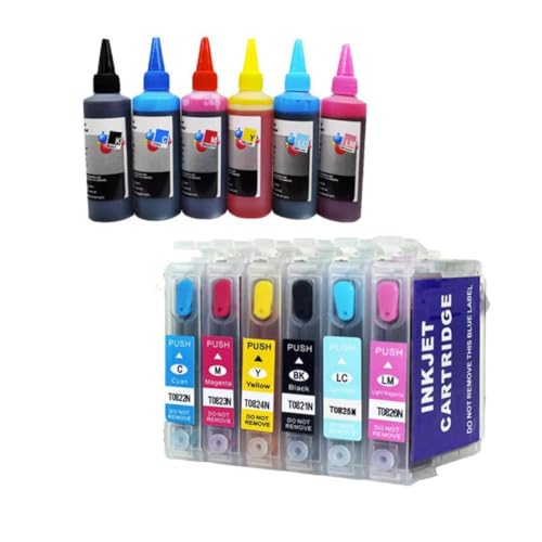 Pack T0821-T0826 cartouche d'encre à puce auto-reset pour Stylus RX590 RX615
