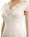 AmélieBoutik Women Floral Lace Trim V Neck Sleeveless Blouse Top(Off-White Small)