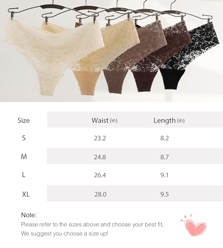 Image of SHARICCA Women Seamless High Waist Underwear Sexy Floral Lace Thong Soft Comfortable Panties Pack