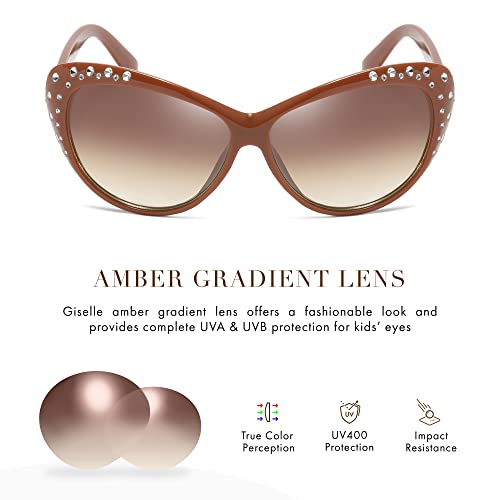 Image of Giselle Kids AGE 6-14 Rhinestone Cat Eye Sunglasses