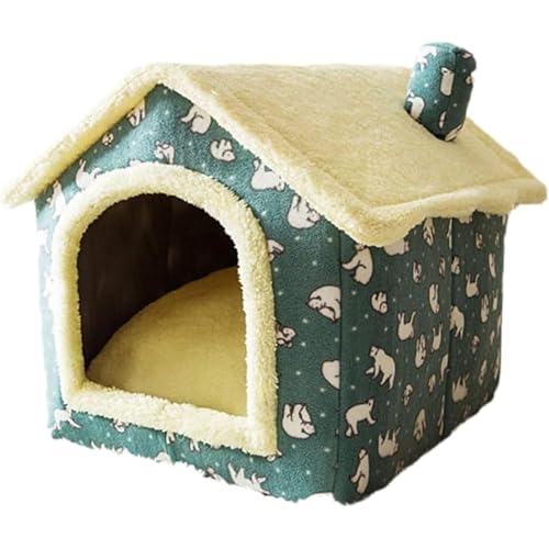 猫 ベッド 猫ハウス ペットベッド ペットクッション ドーム型 ペットハウス ふわふわ 犬小屋 屋根付き 猫 おしゃれ 洗える 折りたたみ可 冷暖房 ペット用品 中型犬用 実用 (M/44*36*39cm,A)