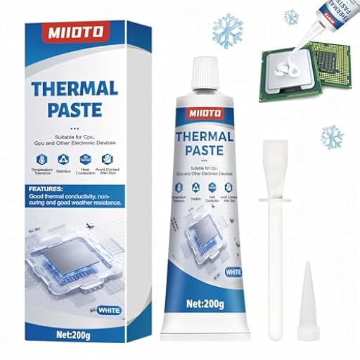 Miioto 200g Thermal Paste, Pasta Termica PC, Pasta Termica Procesador, Resistencia a Altas Temperaturas, Adecuado para Refrigerador para Acampar, Productos Electrónicos, Refrigeración de CPU - Blanco | Ya disponible en tu tienda friki favorita! En mundofriki.es! Miioto 200g Thermal Paste, Pasta Termica PC, Pasta Termica Procesador, Resistencia a Altas Temperaturas, Adecuado para Refrigerador para Acampar, Productos Electrónicos, Refrigeración de CPU - Blanco | Ya disponible en tu tienda friki favorita! En mundofriki.es!