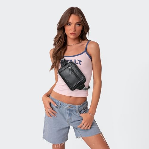 Image of LATMAP 3L TRIPLE ZIP Fanny Packs Belt Bag For Women Men Crossbody Waist Pack Sling Chest Bum Travel Bag Purse Faux Leather Fashion Cute Black