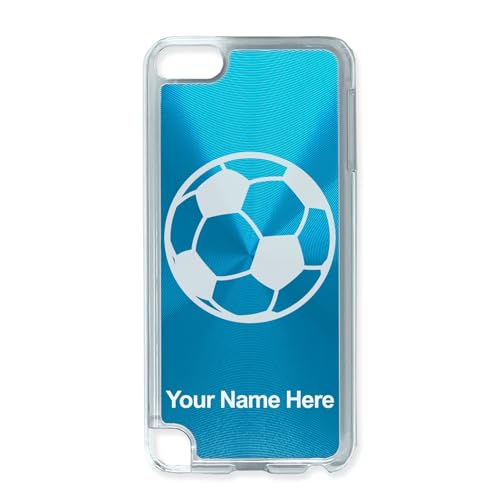 Case Compatible with iPod Touch 5th/6th/7th Generation, Soccer Ball, Personalized Engraving Included (Light Blue)