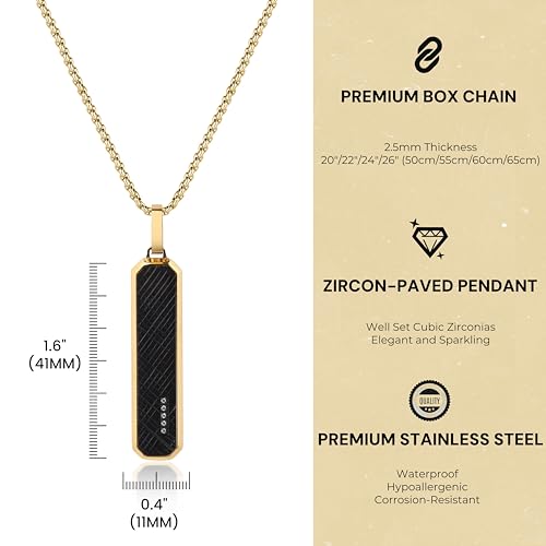 GAVU Tag Necklace for Men, Men’s Stainless Steel Pendant Necklace Black Tag Pendant for Men3