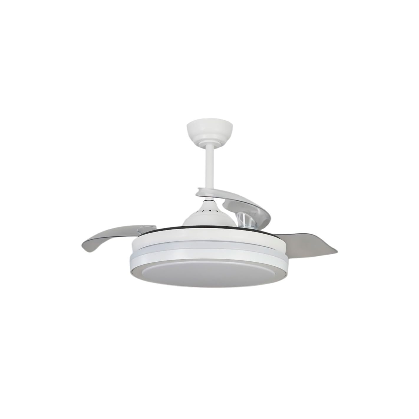 Lampara ventilador de techo espartano con aspas retractiles transparentes plegables motor DC silencioso