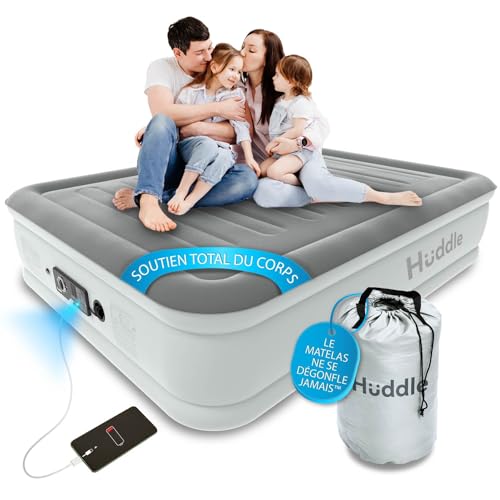 Huddle® Luxe JAMAIS SE DÉGONFLER Lit Gonflable King-Size avec Technologie Premium brevetée...