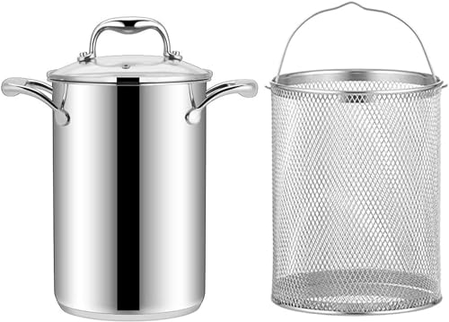 Pot À Asperges 4L Avec Panier Et Couvercle, Cuiseur De Riz Et De Légumes Aux Asperges En Acier Inoxydable 304 Cuiseur À Vapeur Spaghetti Cuiseur À Pâtes Huile Poêle À Frire