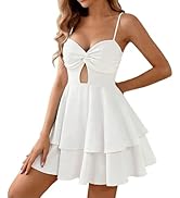 BNGD Women's Sexy V-Neck Sleeveless Spaghetti Strap Mini Dress Bow Tie Short A-Line Club Party Co...