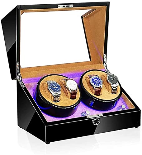 GAROEN Caja de Almacenamiento con Motor silencioso, 5 Modos de rotación, LED, 4 Relojes, para Hombre y Mujer, Estuche de exhibición y Accesorios (C)