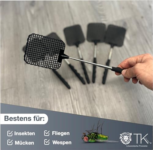 6er Set XXL 75 cm Insektenklatsche Fliegenklatsche ausziehbar Teleskop Klatsche Fliegenfänger Insektenfänger Fliegenschutz vor Insekten, Fliegen, Mücken, Wespen