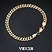 VEXXS Men's Bracelet Flut Cut, 18K Real Gold Plated Miami Cuban Link Bracelet for Men, Diamond Cut Durable No Color Fading Cuban Bracelet 6mm Men’s Gold Bracelet Street Wear Urban Fashion, 7-9 inches,