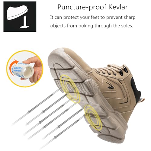 Waterproof Steel Toe Boots for Men Safety Work Boots Lightweight Steel Toe Shoes Slip Resistant Construction Boots4