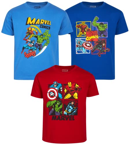 Marvel Little Boys' Avengers T-Shirt 3 Pack: Spider-Man, Hulk, Captain America, Iron Man (Size: 2T-7), Size 3T, Marvel Comics #TOP19