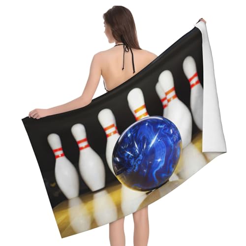 Serviette de bain microfibre imprimé bowling compacte et ultra absorbante - 2