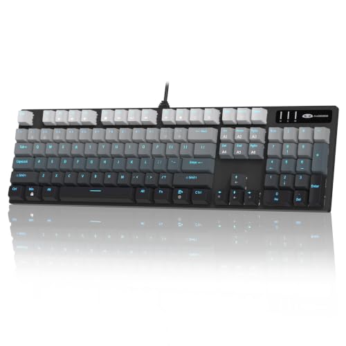 Image of MageGee MK-Storm Mechanical Gaming Keyboard, 104 Keys Wired Light Up Keyboard with Linear Red Switch, Ice Blue Backlit, Double-Shot Keycaps, N-Key Rollover for Laptop, Desktop, PC (Gradient Gray)