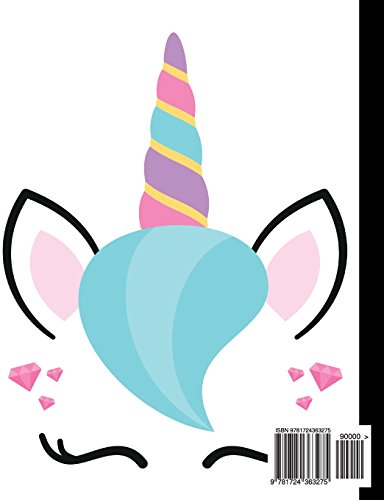 Notebook: Unicorn Blue Hair, Handwriting, Notebook Home Office School Student Teacher Homeschool, 7.4 x 9.7 in, 200 pages for kids, school, home, students, teachers (Unicorn Fun) image 4