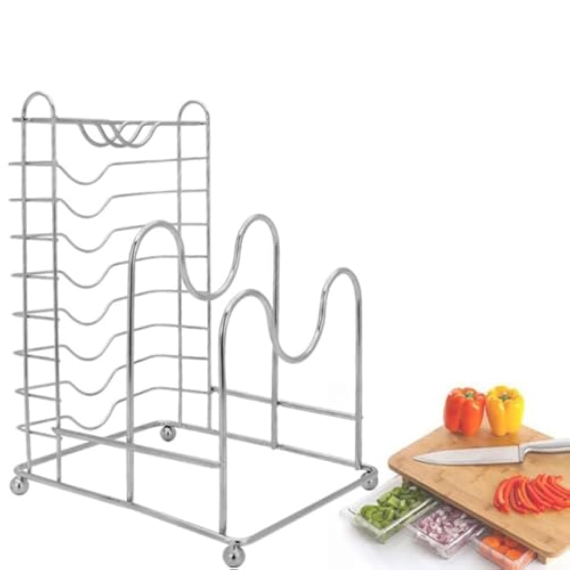 Stainless Steel 3-in-1 Cutting Board Rack for Kitchen Cabinets