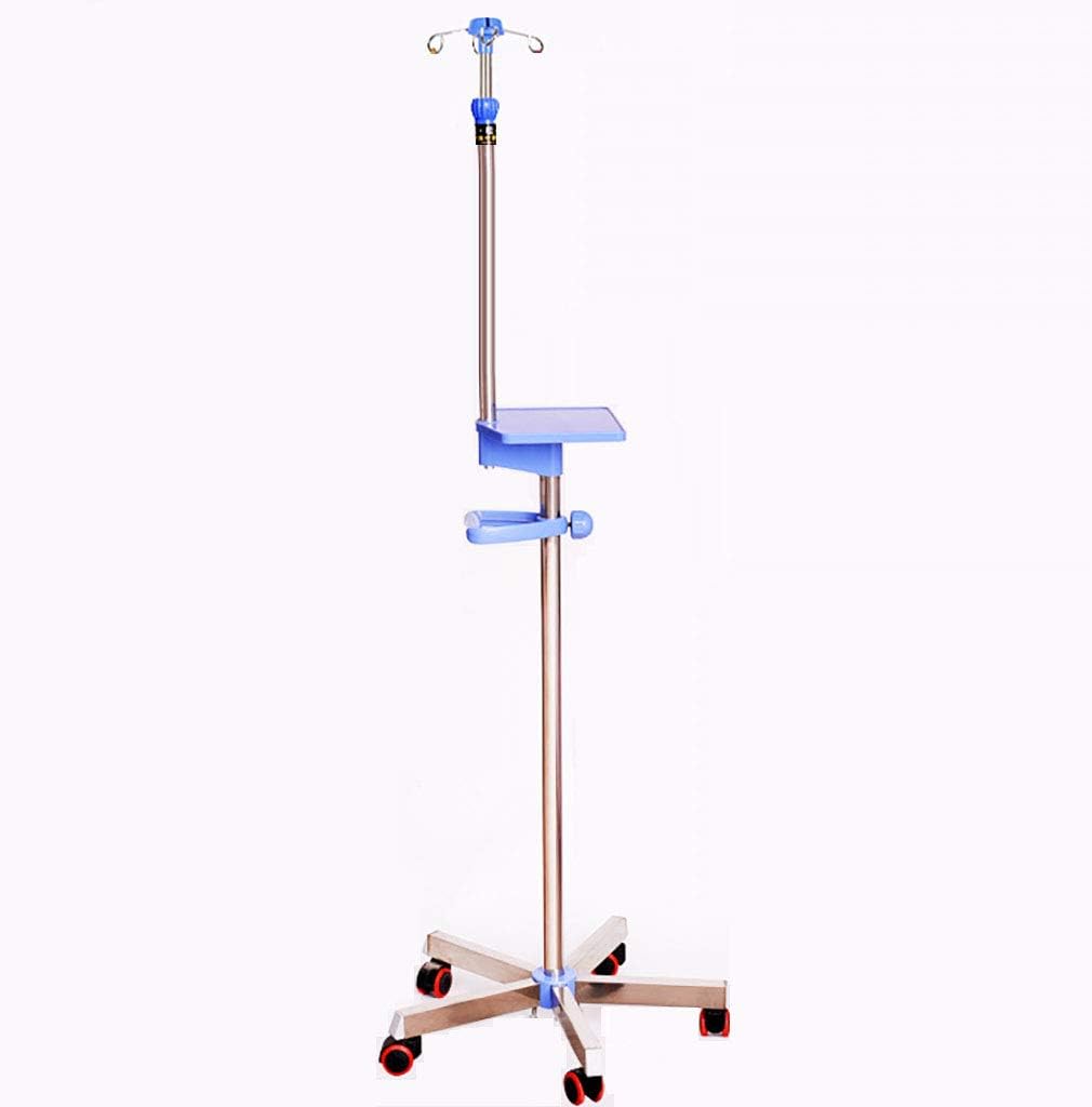 IV Pole with Wheels Medical Intravenous Stand 4 Hook 5 Casters