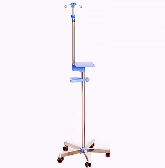 IV Pole with Wheels Medical Intravenous Stand 4 Hook 5 Casters