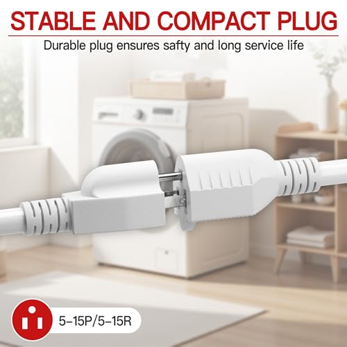 Image of 16 /3 Short Extension Cord 3 FT 2 Pack, White Extension Cord Flexible & Durable, Indoor 3 Prong Power Cable, Suitable for Home and Office, 13 Amp 1625 Watt 125VAC 16AWG, ETL Listed