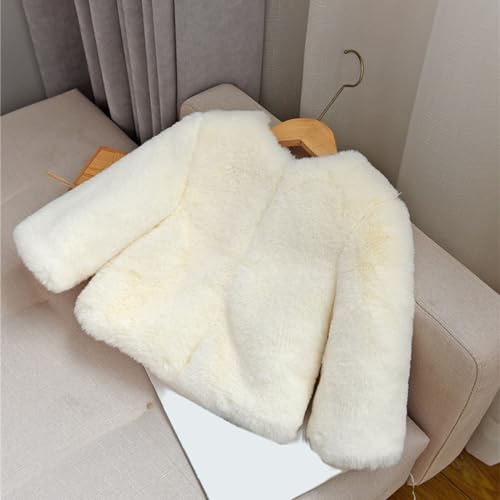 Girls Faux 𝐅𝘂𝗿 Coat Jacket Princess Bridesmaid Long Sleeves Cardigan Wedding 𝐏𝐚𝗿𝐭𝐲 Winter (White, 3-4 Years)4