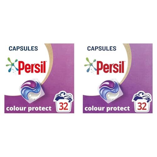 Persil 3 in 1 Colour Protect Laundry Washing Capsules keeps colours bright with recyclable, plastic-free box* 32 washes (Pack of 2)