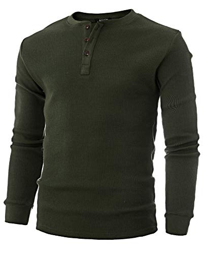 GIVON Men’s Henley T-Shirt – Lightweight Waffle Knit Tee with Button Neckline, Textured Cotton Pullover
