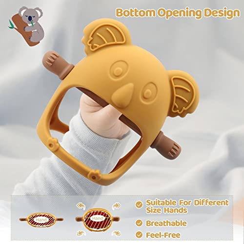 image for Qkie Koala Teether Toy Glue-Free Handle Baby Wrist Teether Anti-Droppi