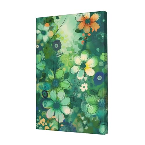 Toile abstraite motif floral vert pour mur vide salon