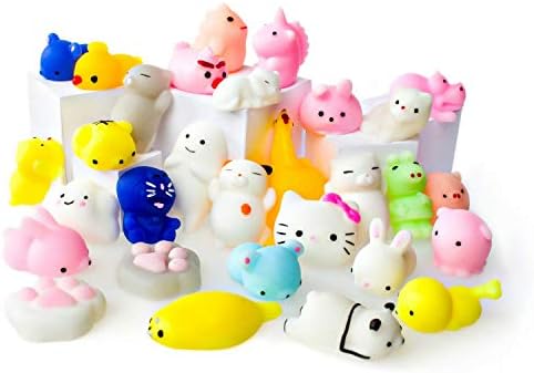 LAEGENDARY Mochi Squishy Toys - Variety of 30 Squishy Package - Mochi Squishy Cat, Panda Squishy, Food Squishies - Mochi Animals Phone Charms - Key Chain Strap Squishys