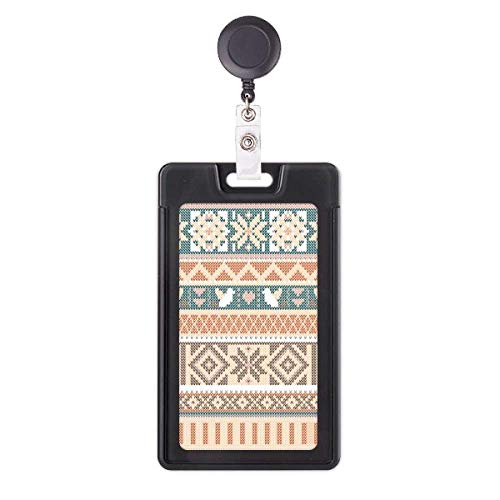 Porte-badge rétractable enrouleur robuste à motif losange pour clé et carte