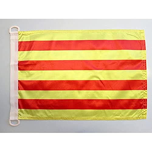 AZ FLAG Bandera Nautica de Cataluña 45x30 cm - Pabellón de Conveniencia Catalana - Catalunya 30 x 45 Cm, Bandera de Barco con anillas