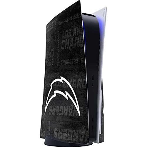 Skinit Decal Gaming Skin Compatible with PS5 Console - Officially Licensed NFL Los Angeles Chargers Black & White Design