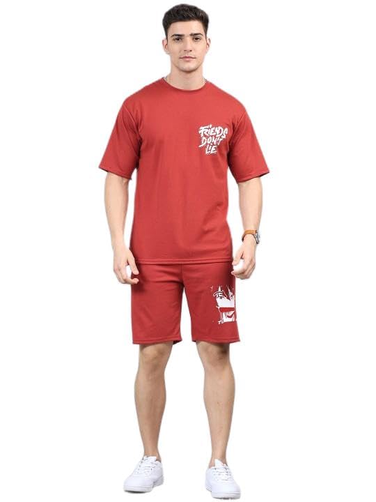 bushirt Mens Printed Regular Crimson Color Night Suit Set-MOC203-picture-28
