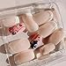 French Tip Press on Nails Short Square Cute Fake Nails with Cartoon Design French Nails Tips Full Cover Glossy Stick on False Nails for Women Party DIY Decor 24Pcs